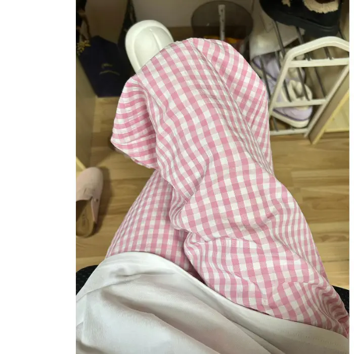 Women Checkered Wide Leg Pants Summer Casual Large Hem - Image 5