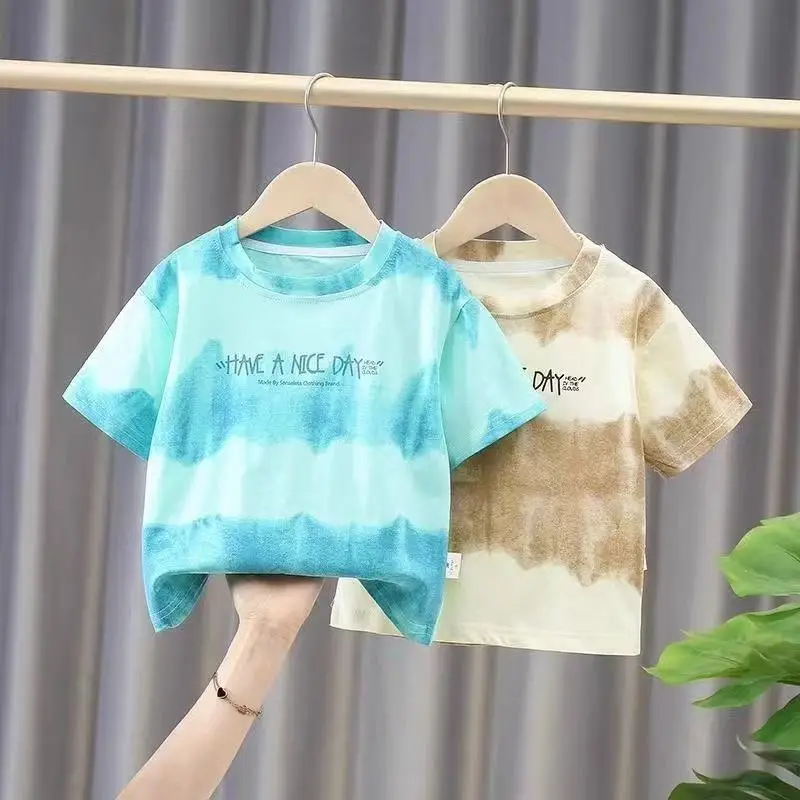 Summer Tie-Dye Cotton Kids T-Shirt Blue - Image 6