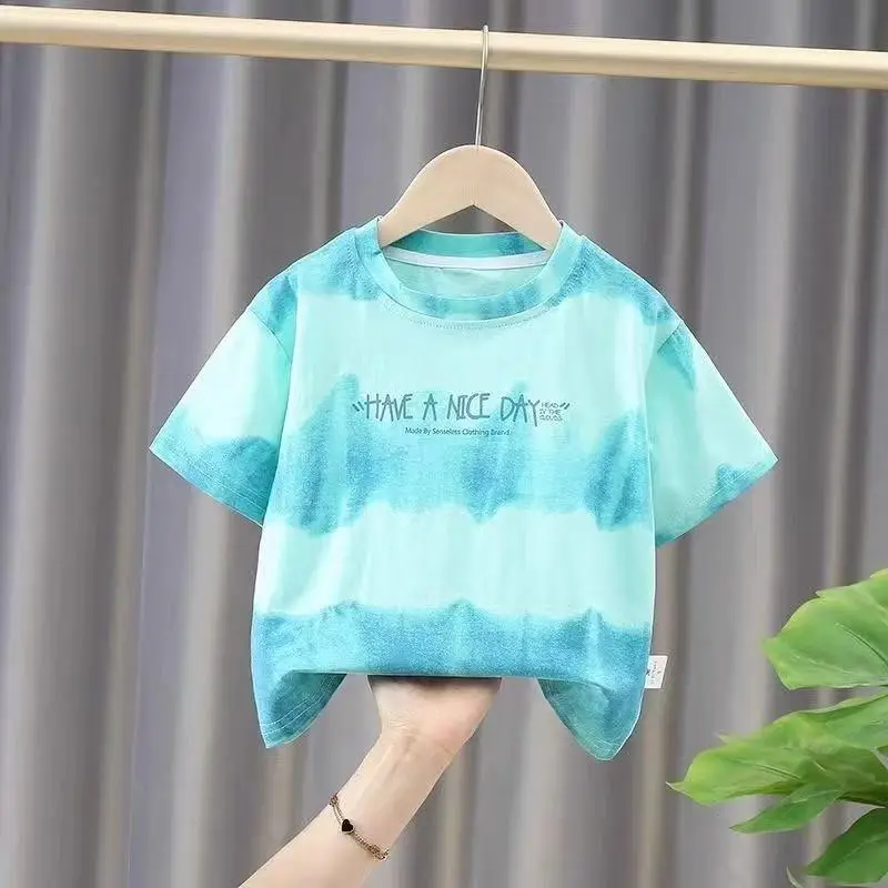 Summer Tie-Dye Cotton Kids T-Shirt Blue — feature 2