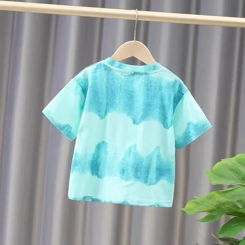 Summer Tie-Dye Cotton Kids T-Shirt Blue — feature 5