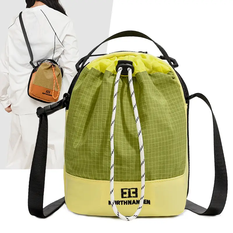 New Drawstring Shoulder Bag for Men Women Green Yellow - Image 5