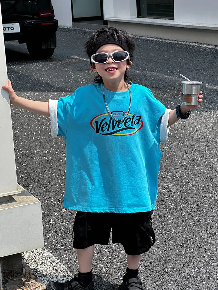 Kids Vodka T-shirt White Blue Summer Wear - Image 5