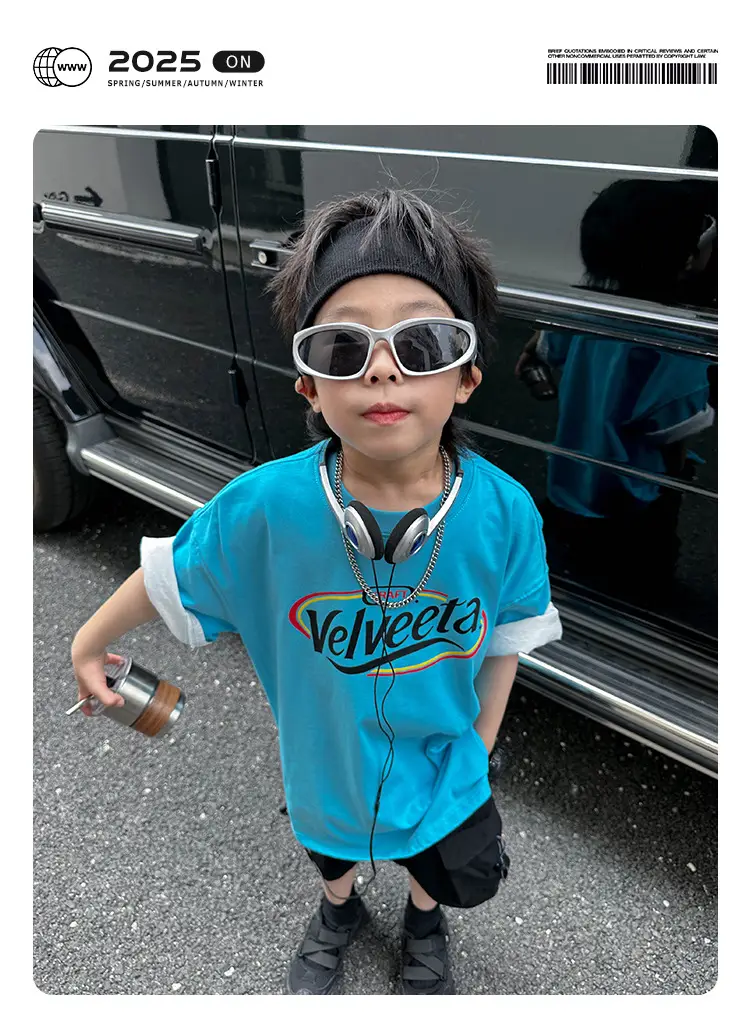 Kids Vodka T-shirt White Blue Summer Wear — feature 1