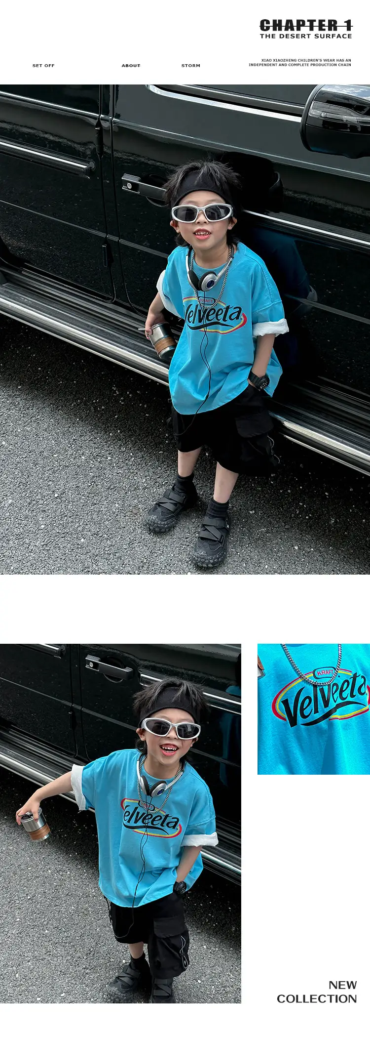 Kids Vodka T-shirt White Blue Summer Wear — feature 10