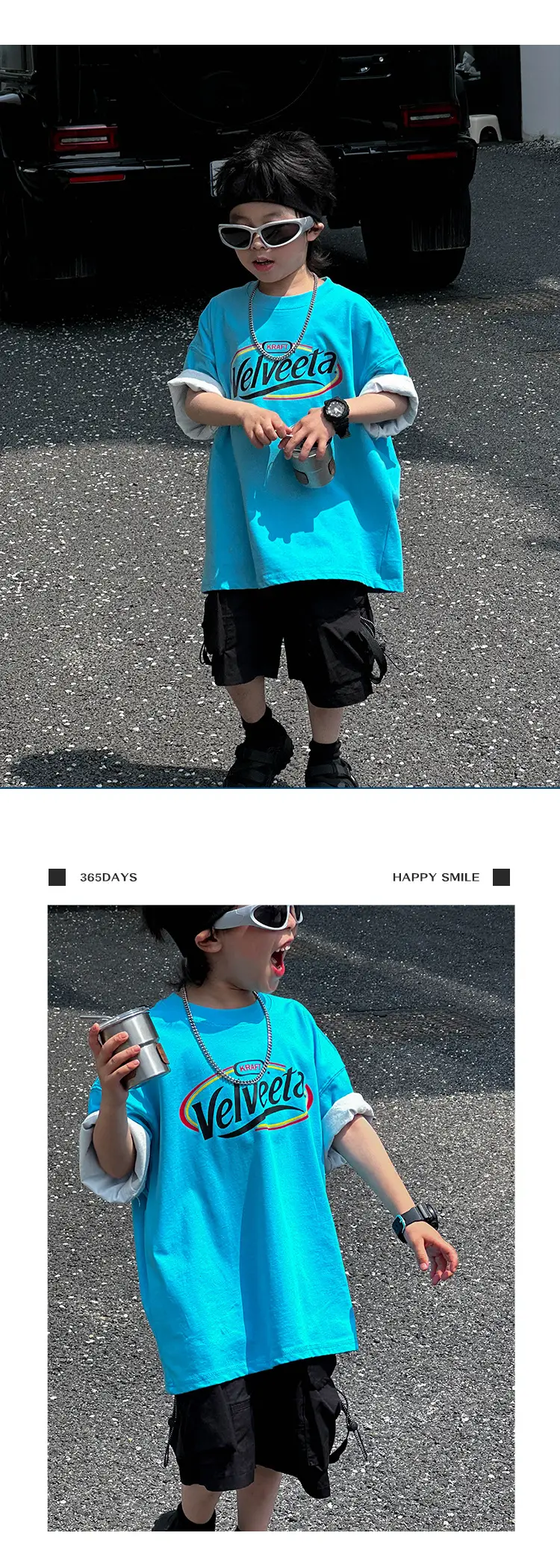 Kids Vodka T-shirt White Blue Summer Wear — feature 14