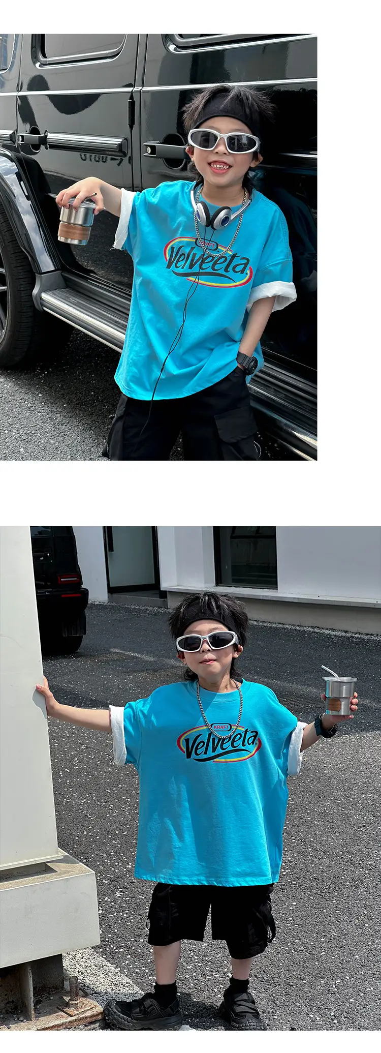 Kids Vodka T-shirt White Blue Summer Wear — feature 16