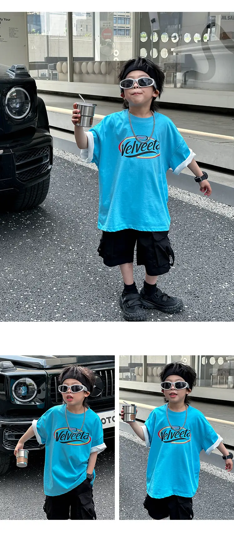 Kids Vodka T-shirt White Blue Summer Wear — feature 17
