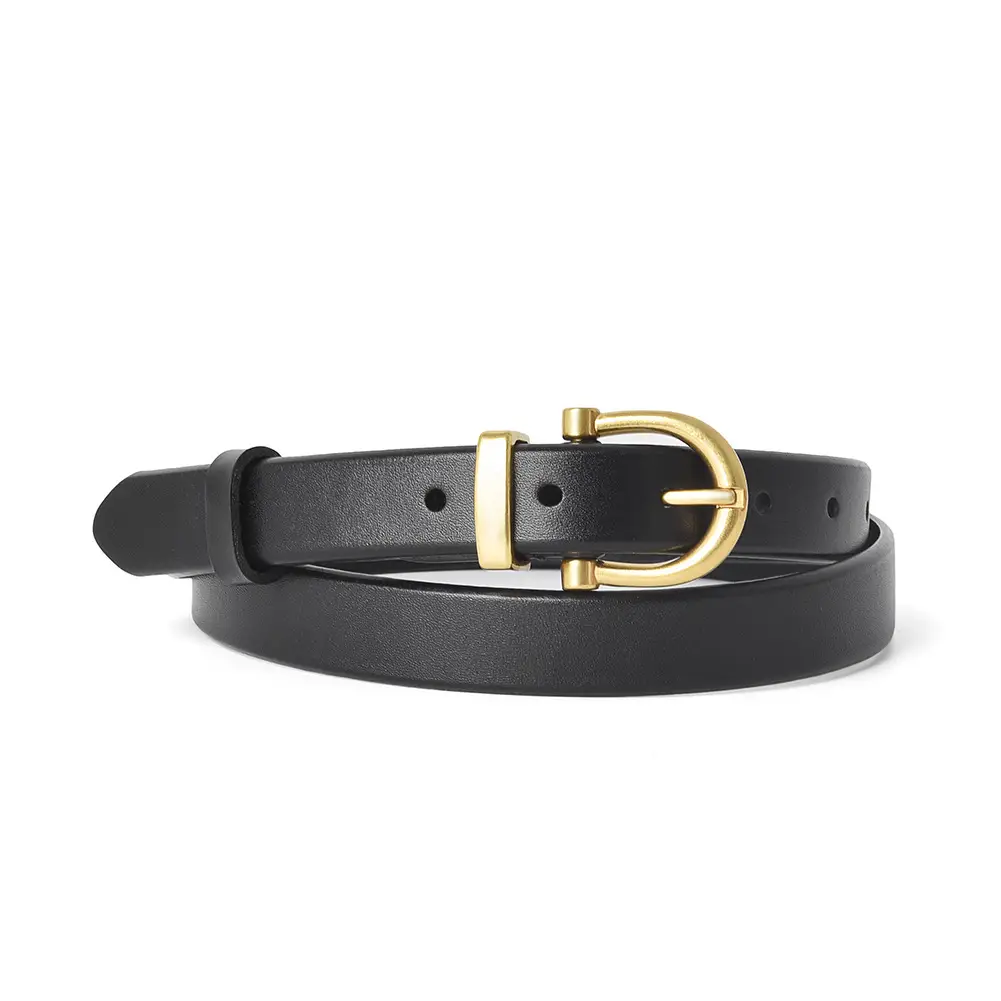 Women's Brown Genuine Leather Belt with Gold Buckle - Image 6