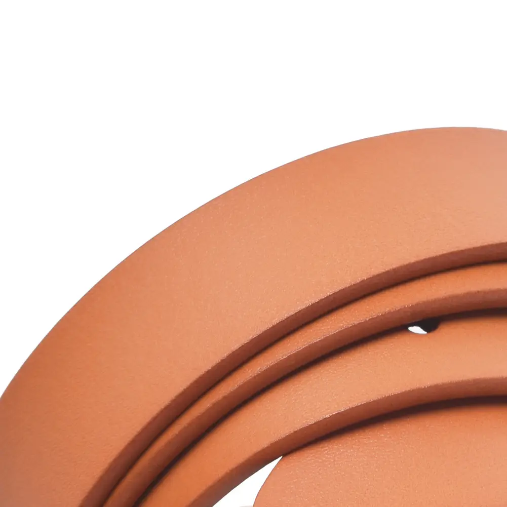 Women's Brown Genuine Leather Belt with Gold Buckle - Image 7