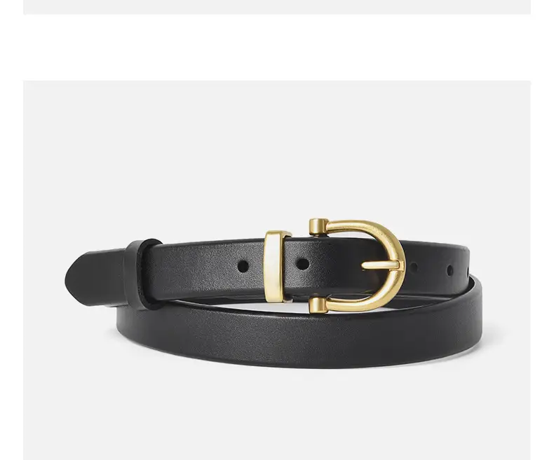 Women's Brown Genuine Leather Belt with Gold Buckle β feature 10