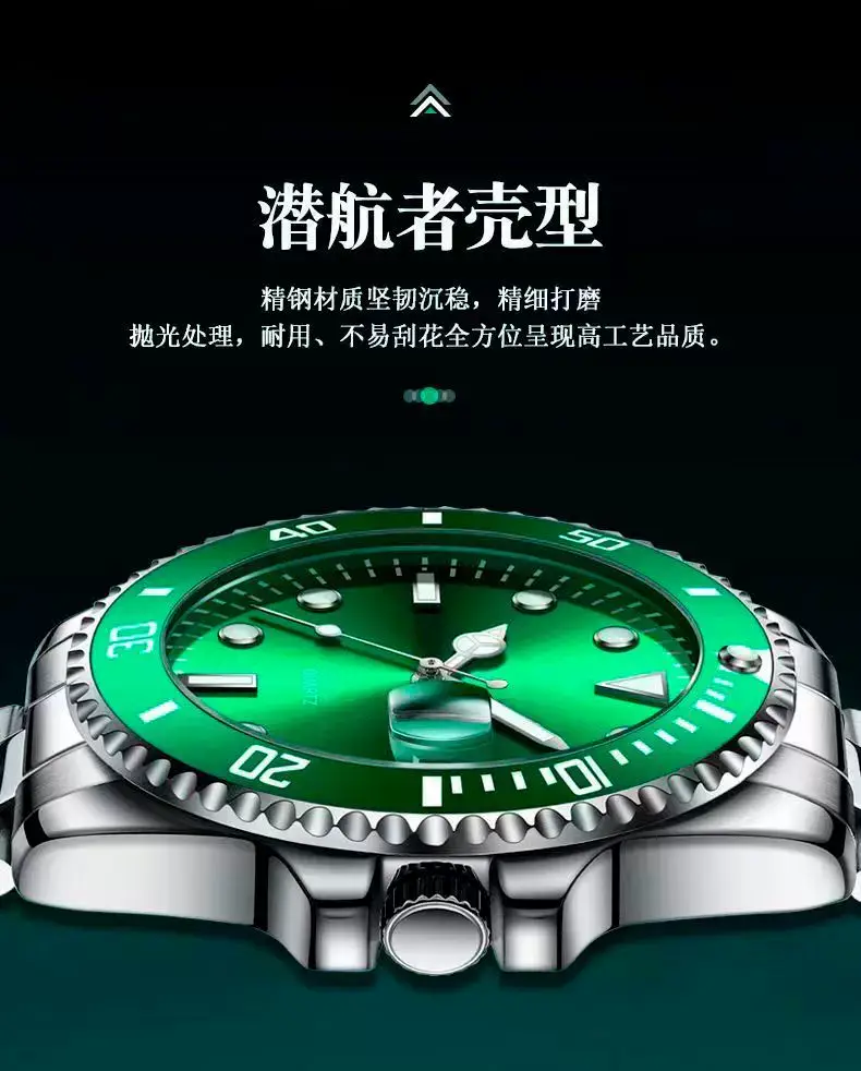 Men's Waterproof Luminous Quartz Watch with Stainless Steel Band — feature 11