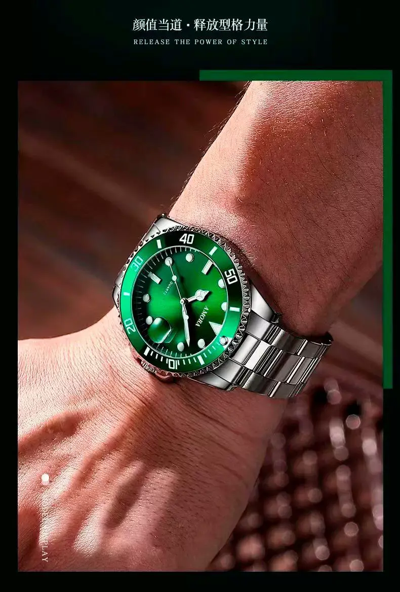 Men's Waterproof Luminous Quartz Watch with Stainless Steel Band — feature 9