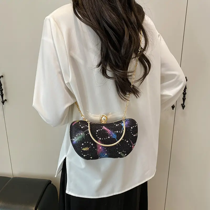Red Feather Sequin Crossbody Bag for Women 2025 - Image 9