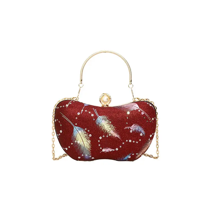 Red Feather Sequin Crossbody Bag for Women 2025 - Image 4