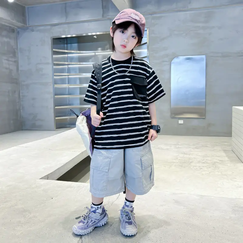 Boys Korean Striped T-Shirt 2026 Summer Cool Top - Image 5