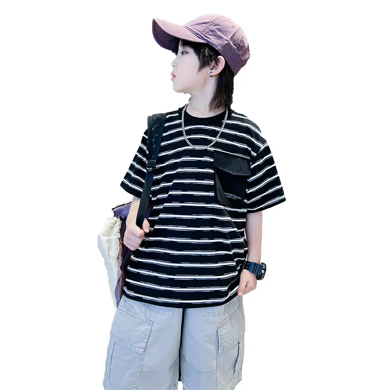 Boys Korean Striped T-Shirt 2026 Summer Cool Top - Image 6