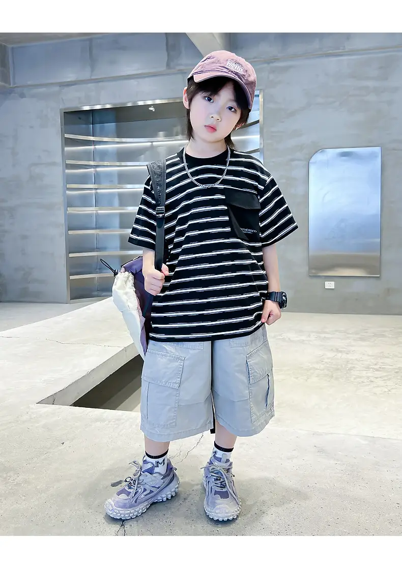Boys Korean Striped T-Shirt 2026 Summer Cool Top — feature 12