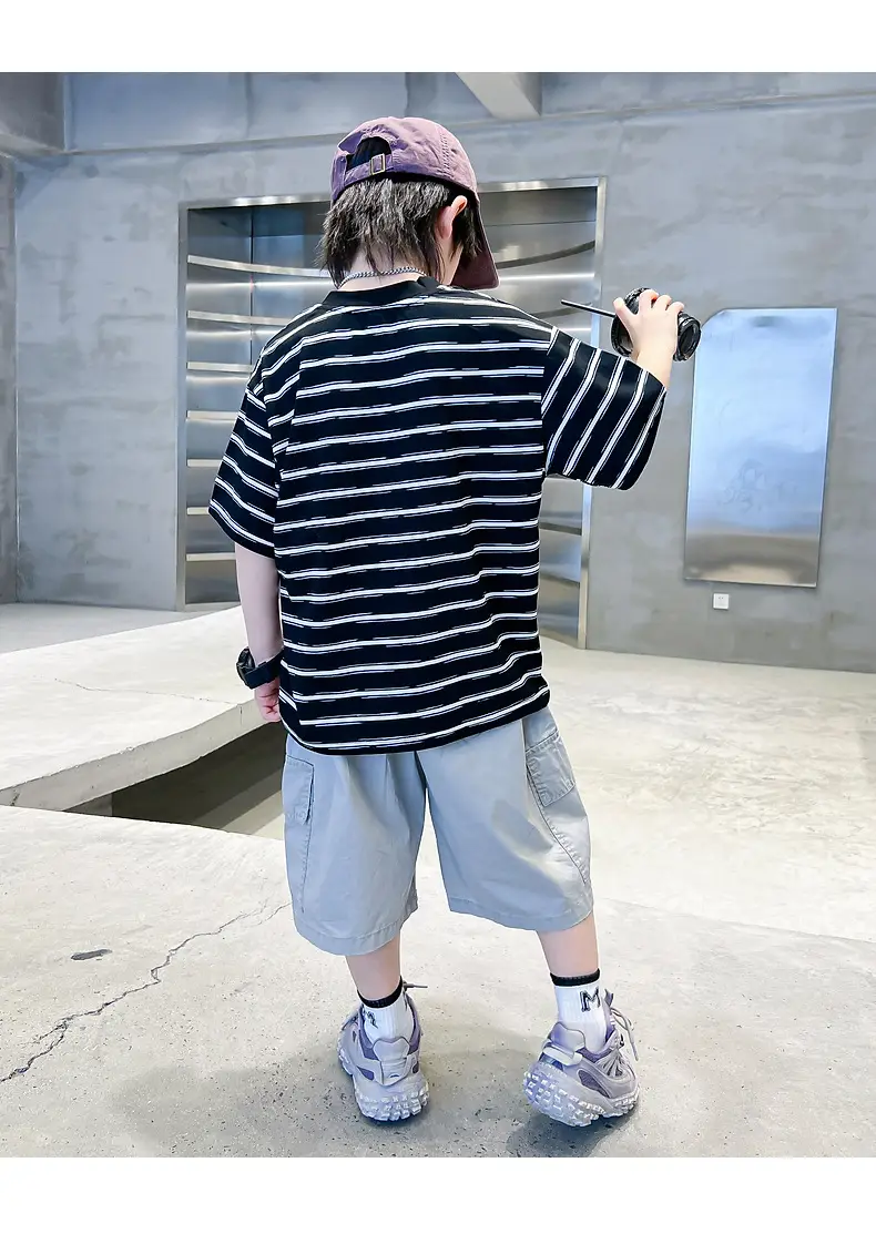 Boys Korean Striped T-Shirt 2026 Summer Cool Top — feature 13
