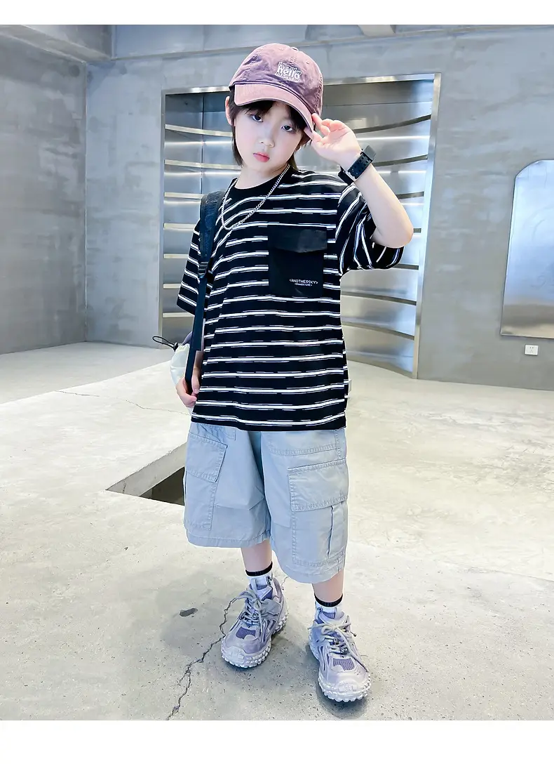 Boys Korean Striped T-Shirt 2026 Summer Cool Top — feature 8