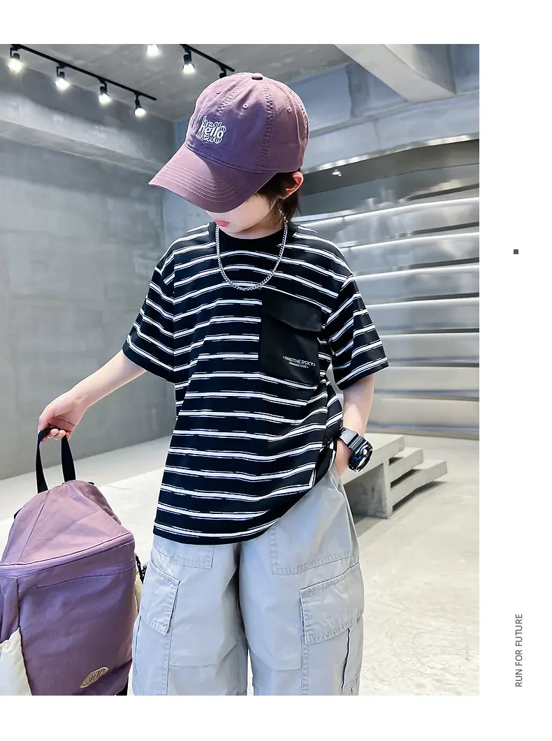 Boys Korean Striped T-Shirt 2026 Summer Cool Top — feature 9