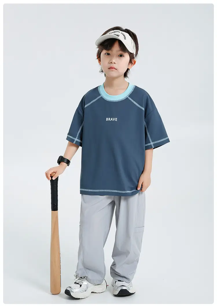 Haima Boys Short Sleeve T-Shirt Navy Blue Summer Wear — feature 11