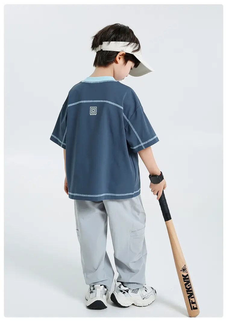 Haima Boys Short Sleeve T-Shirt Navy Blue Summer Wear — feature 12