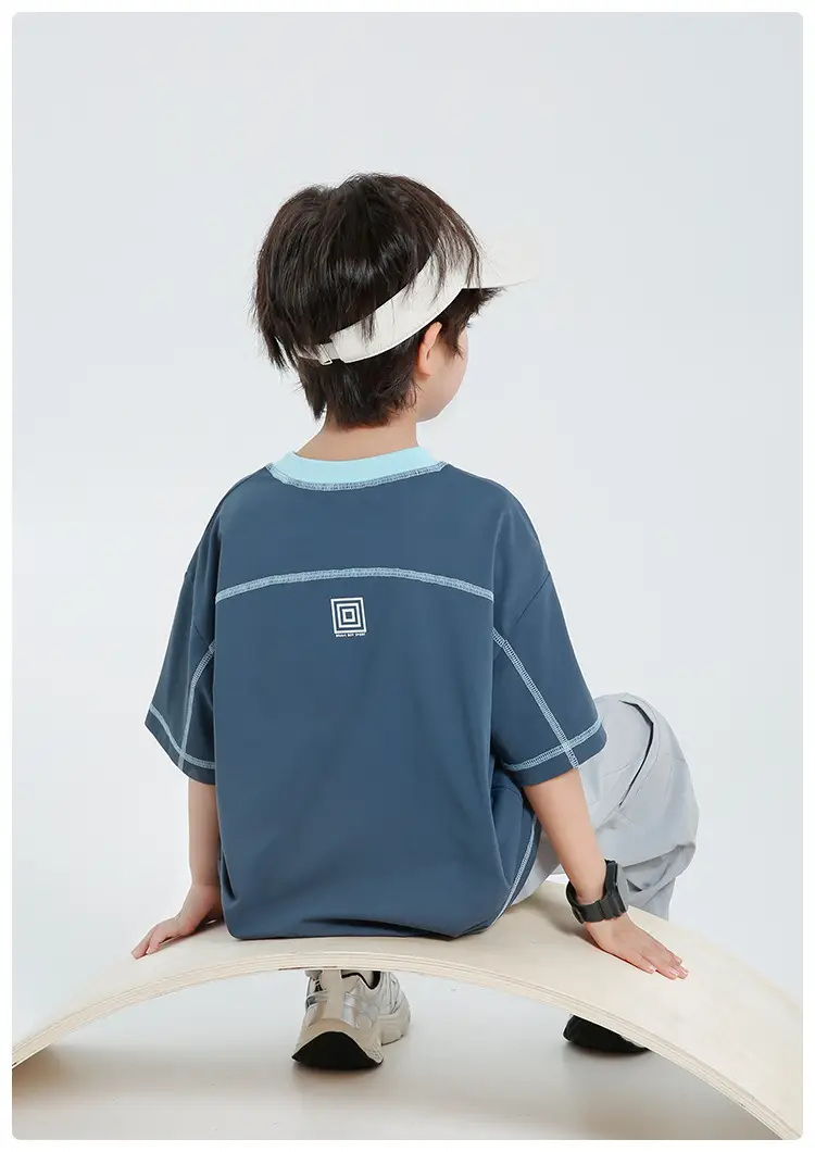 Haima Boys Short Sleeve T-Shirt Navy Blue Summer Wear — feature 13