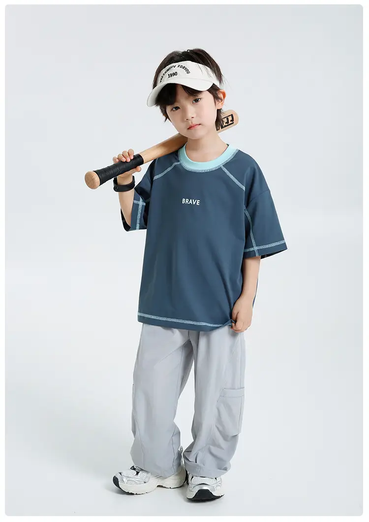 Haima Boys Short Sleeve T-Shirt Navy Blue Summer Wear — feature 14