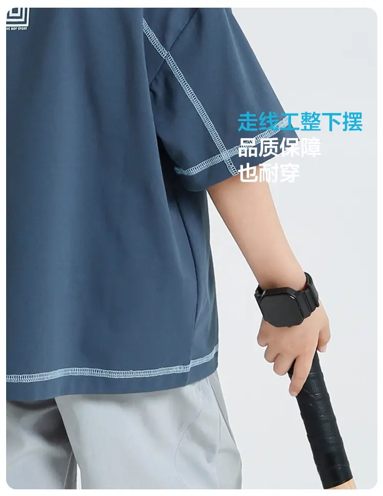 Haima Boys Short Sleeve T-Shirt Navy Blue Summer Wear — feature 8