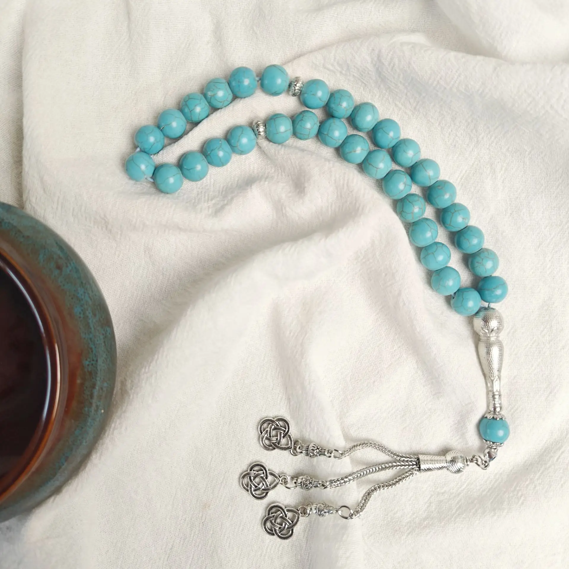 Turquoise Muslim Rosary Beads 10mm Tasbih Set - Image 2