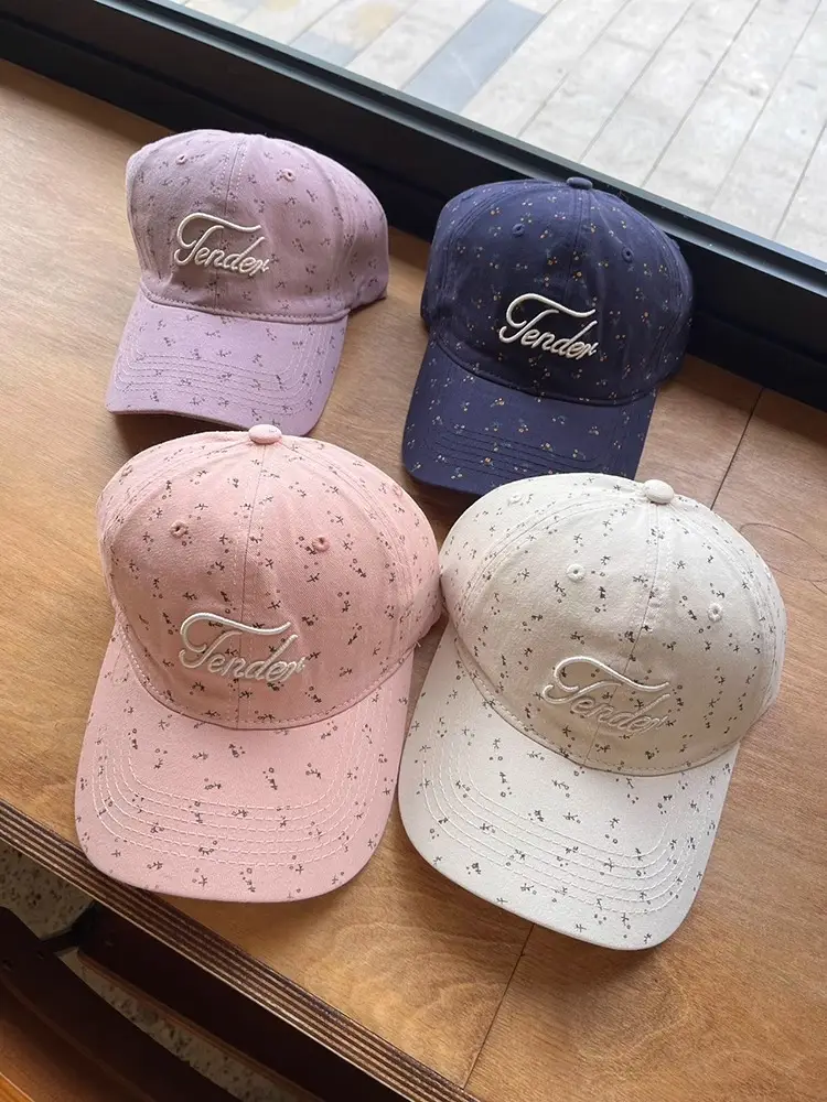 Women Soft Top Floral Baseball Cap with Embroidered Letters — feature 10