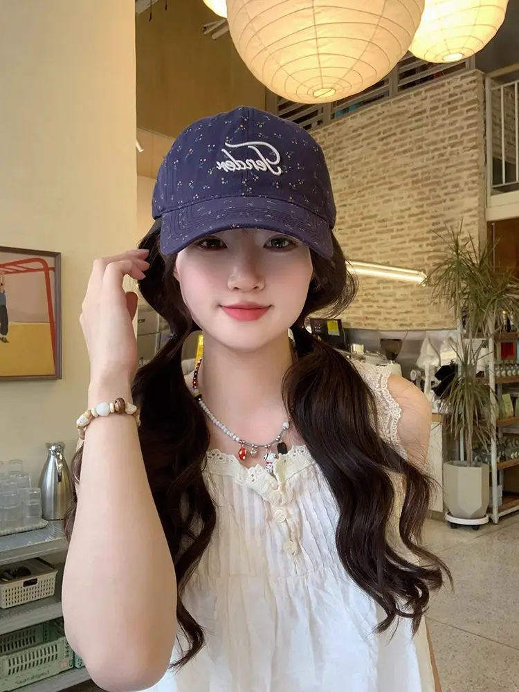 Women Soft Top Floral Baseball Cap with Embroidered Letters — feature 2