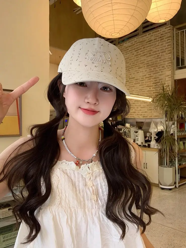 Women Soft Top Floral Baseball Cap with Embroidered Letters — feature 3