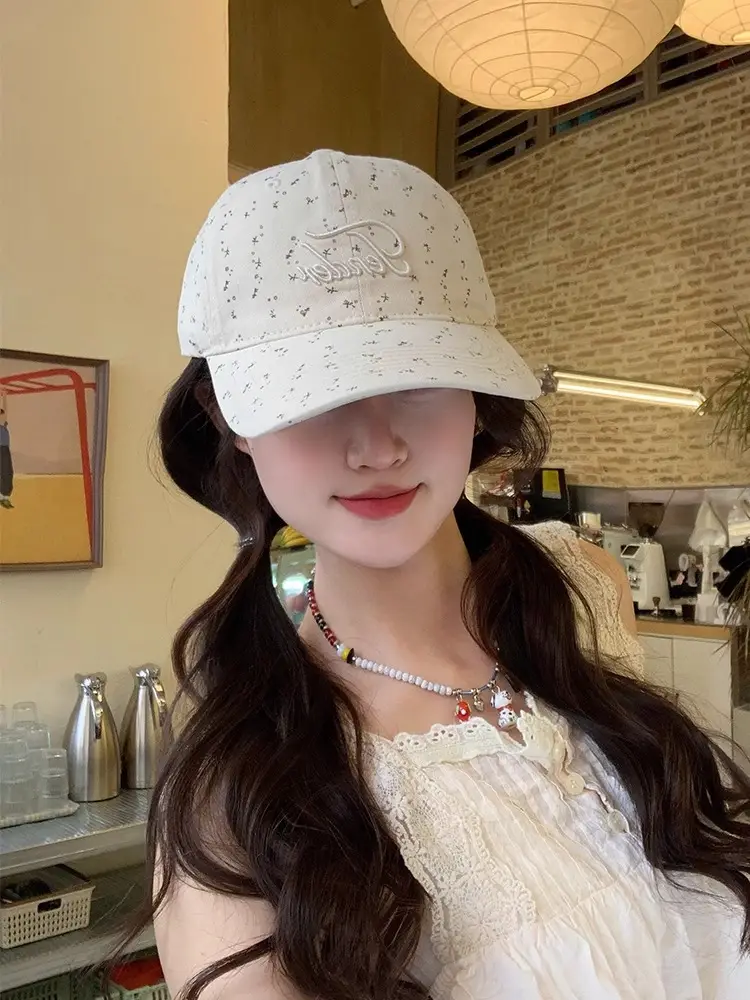 Women Soft Top Floral Baseball Cap with Embroidered Letters — feature 4