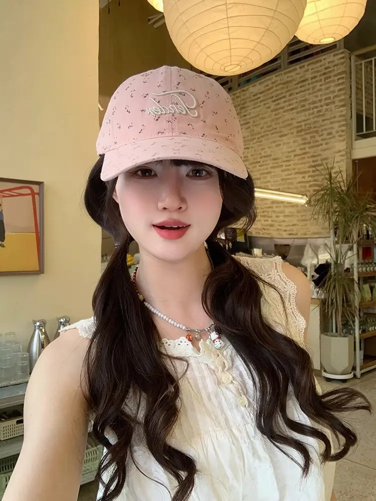 Women Soft Top Floral Baseball Cap with Embroidered Letters — feature 6