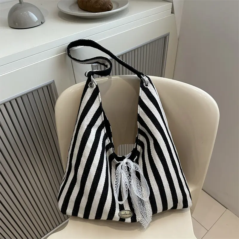 Red White Striped Double Sided Tote Bag - Image 4
