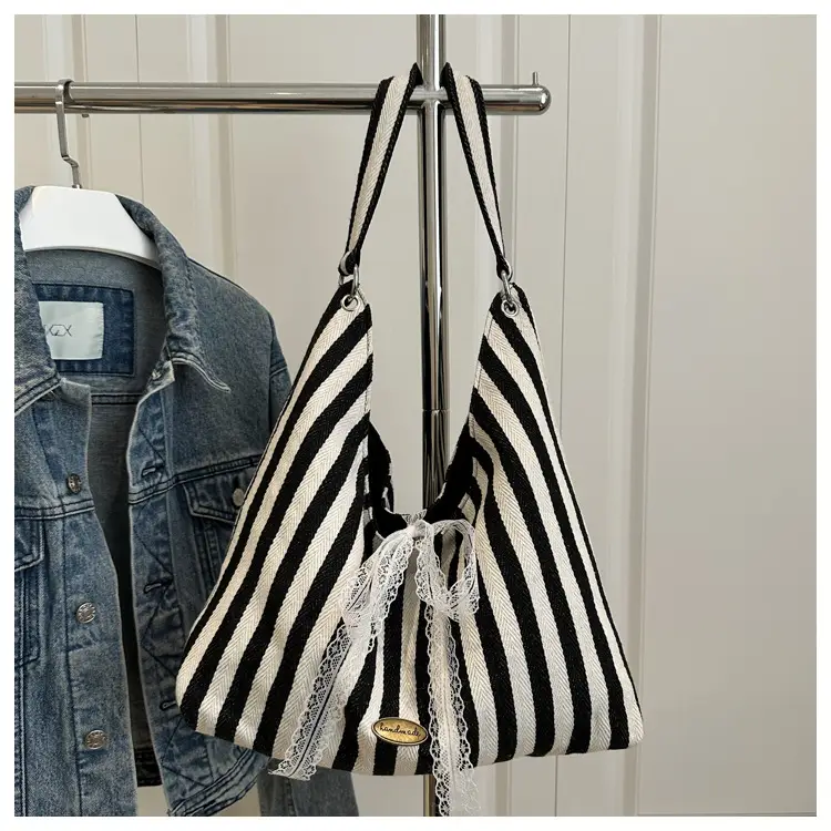 Red White Striped Double Sided Tote Bag — feature 20