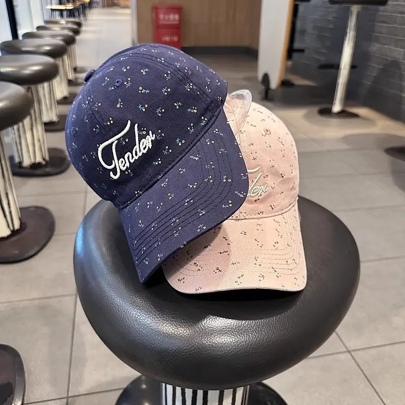 Women Floral Embroidered Duckbill Cap Pink Spring Summer - Image 5
