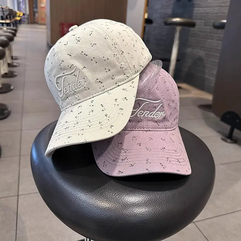 Women Floral Embroidered Duckbill Cap Pink Spring Summer — feature 3