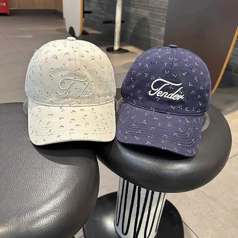 Women Floral Embroidered Duckbill Cap Pink Spring Summer — feature 4