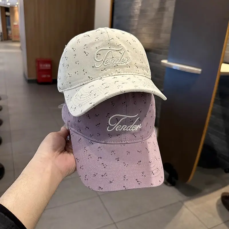 Women Floral Embroidered Duckbill Cap Pink Spring Summer — feature 7
