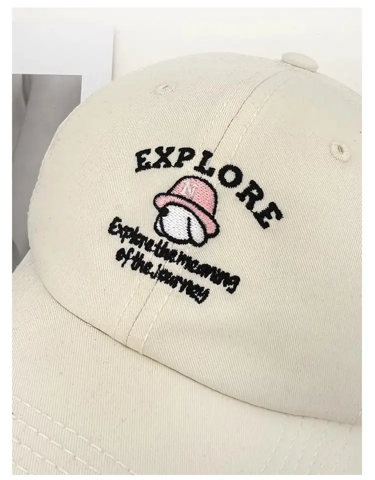 Women's Beige "Explore" Cap with Embroidery — feature 4