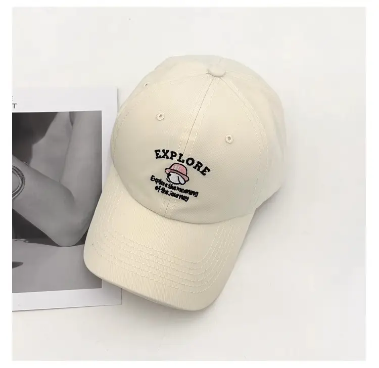 Women's Beige "Explore" Cap with Embroidery — feature 9