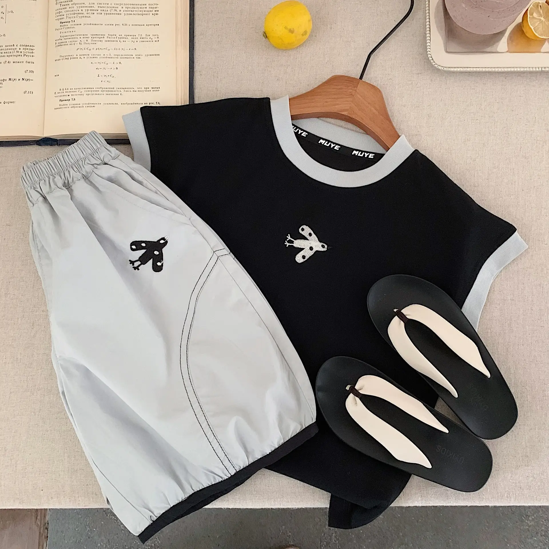 Muye Kids Sleeveless Summer Set Black White Shorts - Image 5