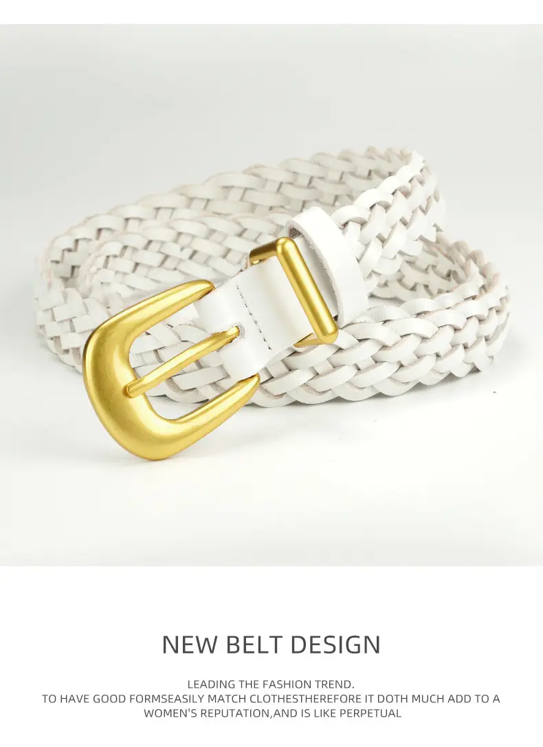Gold Buckle Braided Black Belt for Women — feature 14