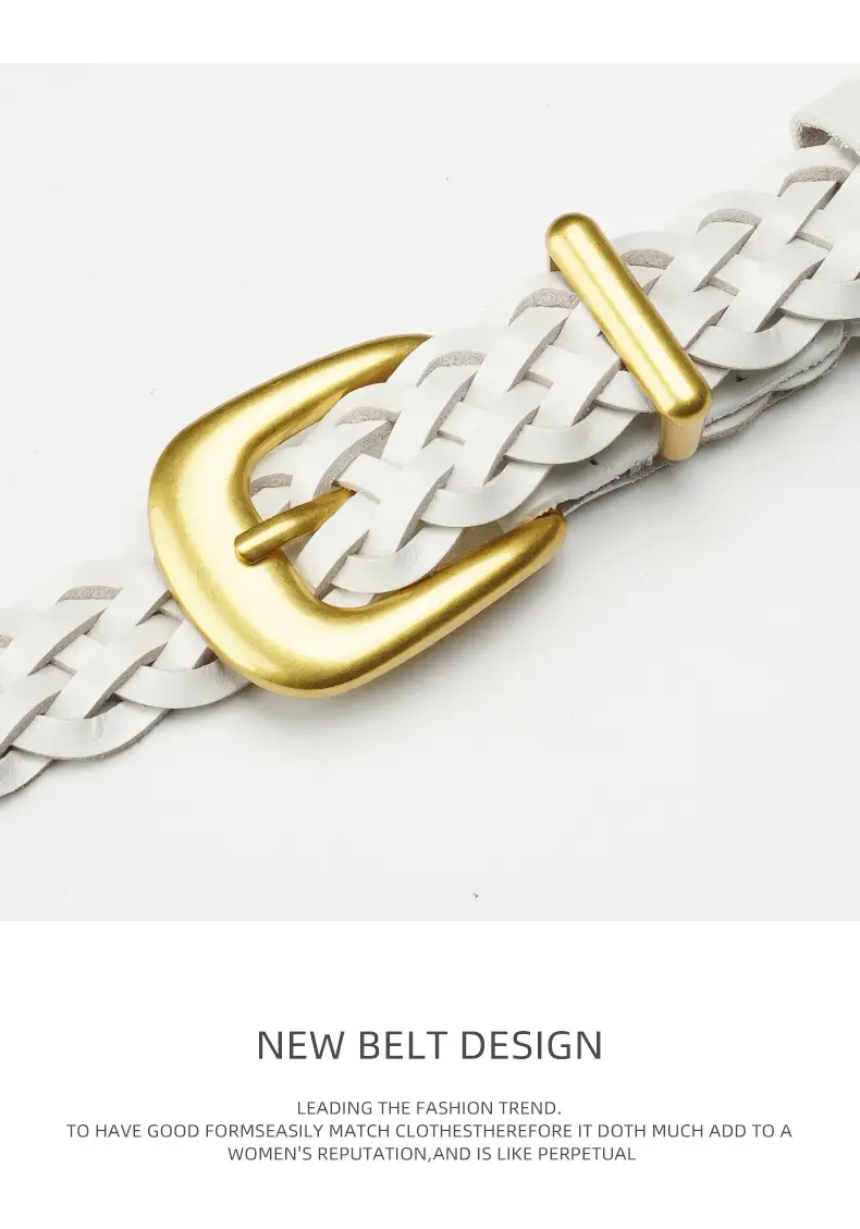 Gold Buckle Braided Black Belt for Women — feature 15