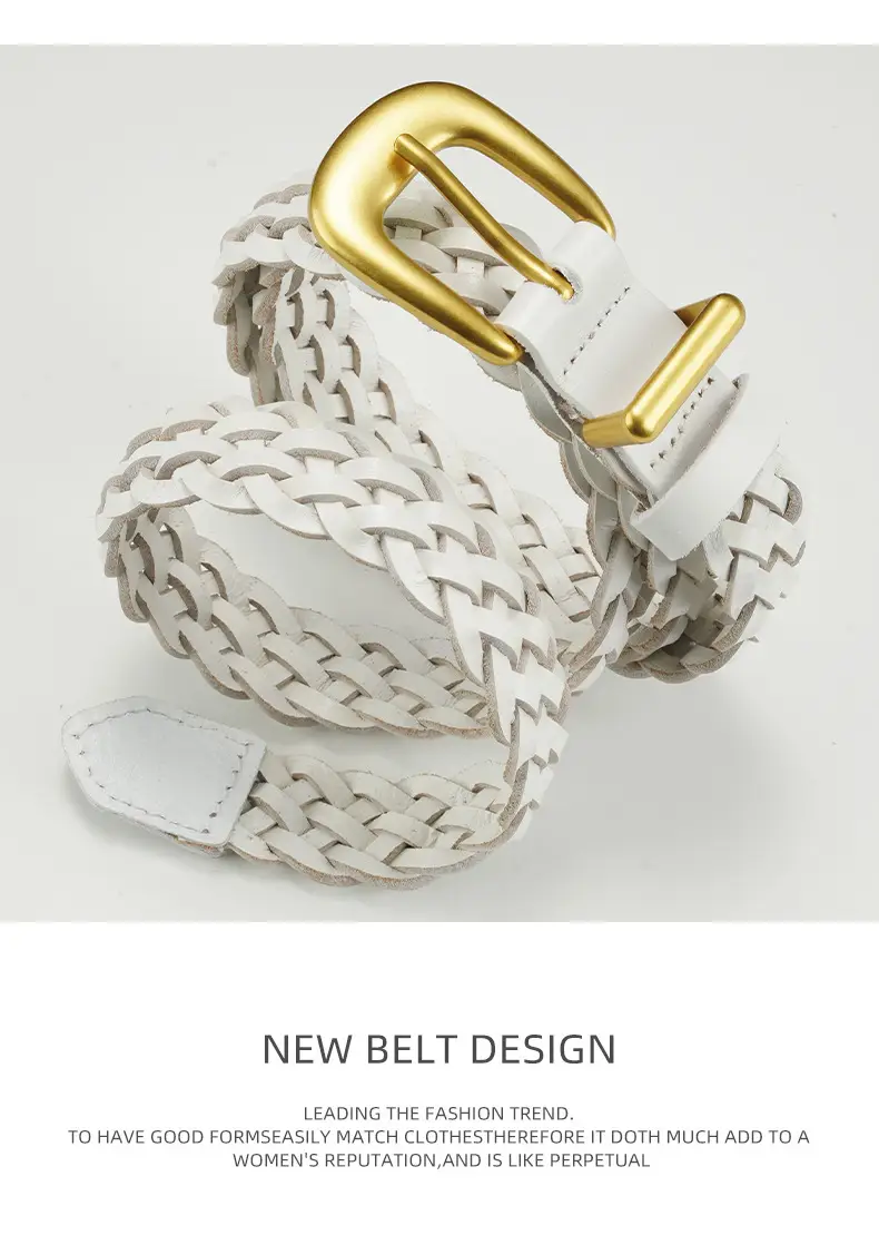 Gold Buckle Braided Black Belt for Women — feature 16