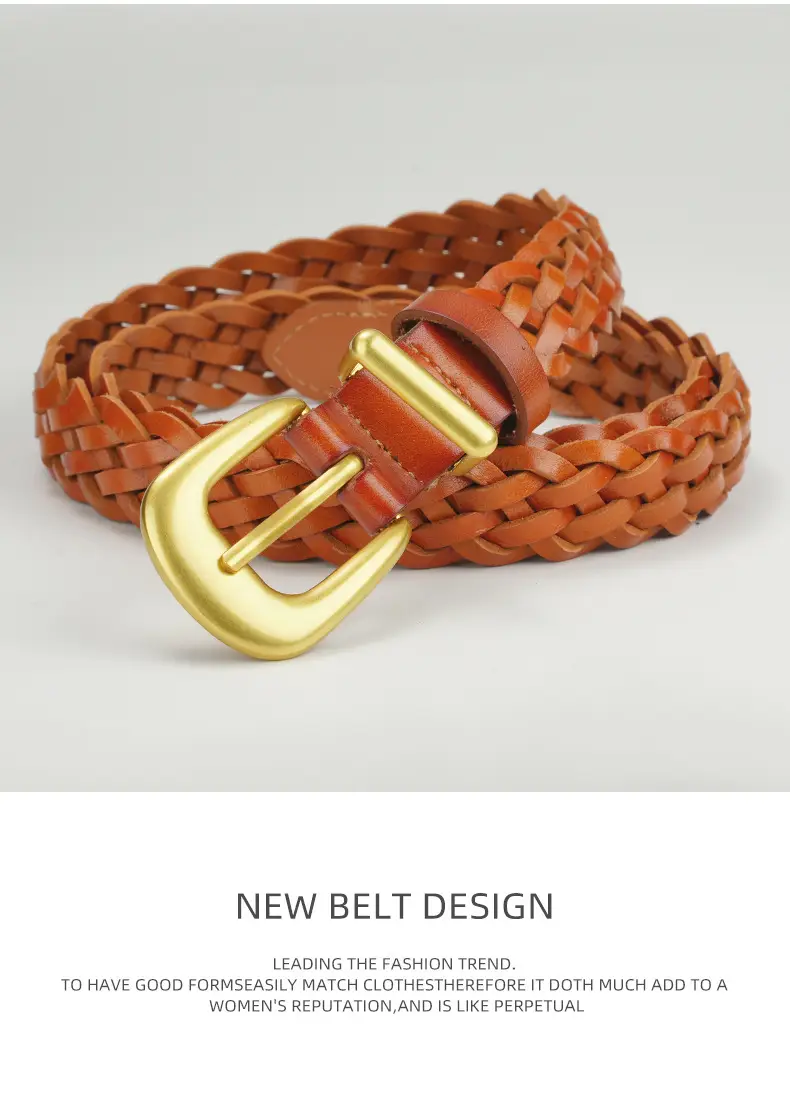 Gold Buckle Braided Black Belt for Women — feature 17