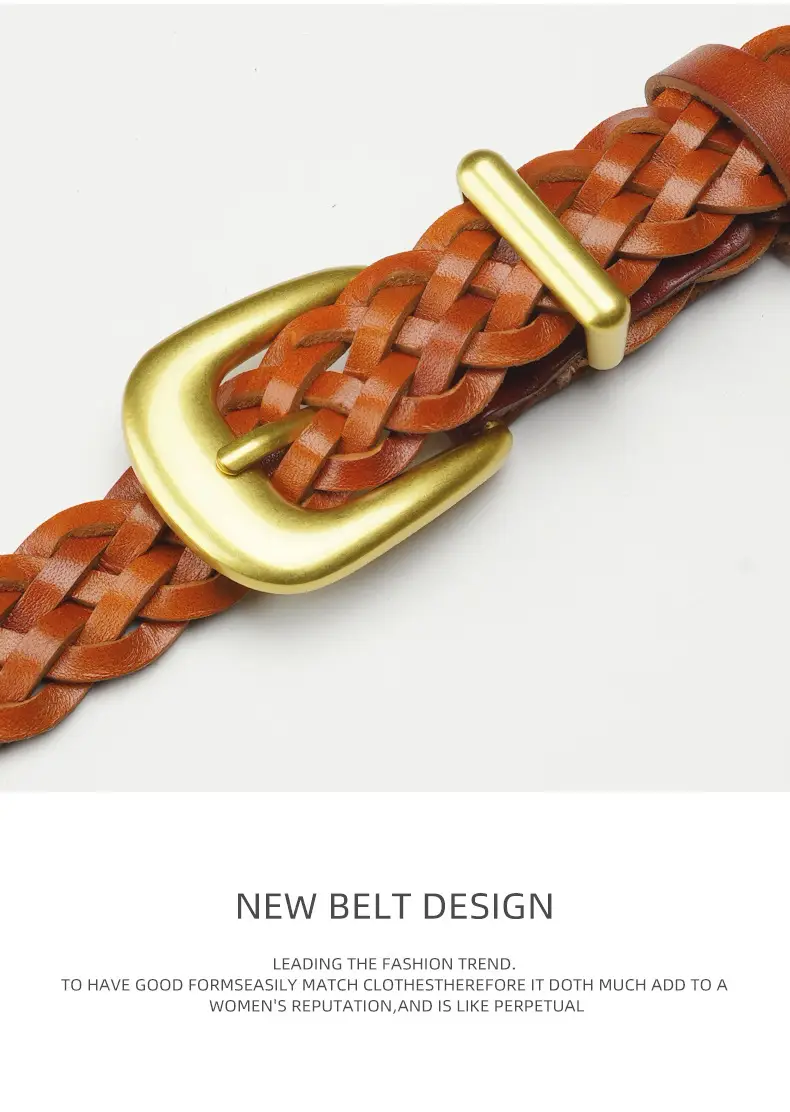 Gold Buckle Braided Black Belt for Women — feature 18