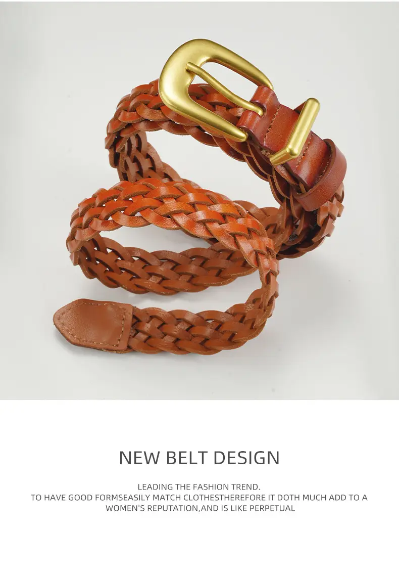 Gold Buckle Braided Black Belt for Women — feature 19